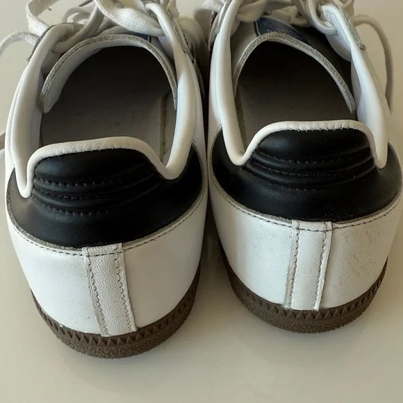 Adidas Classic White Leather Black Striped Samba Gum Sole Mens Sneakers 7 1/2 - Picture 9 of 11